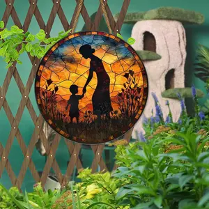 Circular Wooden Hanging Plaques Wooden Signs Home And Garden Decorations Mother's Day Gifts For Mother And Son Under The Sunset