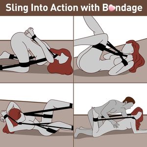 Juego de Bondage BDsm para mujeres, parejas, sujeción de cuero, Juguetes sexuales de encuadernación erótica, correas de pierna divididas forzadas, ataduras de muñeca para el cuello SM - Product Image 4