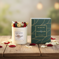 Lilin Aromaterapi Buatan Tangan dari Lilin Kedelai Dekorasi Bunga Kering Mewah Berbagai Aroma Kemasan Premium Ramah Lingkungan