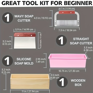 Khuôn làm xà phòng thủ công hình chữ nhật, bộ khuôn làm xà phòng hình chữ nhật kèm dao cắt, khuôn xà phòng <span class=keywords><strong>silicon</strong></span> mềm dẻo với hộp gỗ - Product Image 5