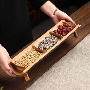 Ensemble de plateaux de service en bambou, motif bois naturel, écologique, pour les collations, les desserts, usage domestique - Product Image 3