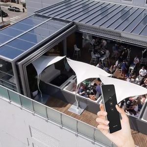 Techo de <span class=keywords><strong>Cristal</strong></span> Retráctil Motorizado Impermeable para <span class=keywords><strong>Terraza</strong></span>, Techo Corredizo Eléctrico de Aluminio para Jardín o Restaurante - Product Image 4
