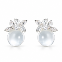 KAVNAR Boucles d'oreilles fleur zircon sphère laiton plaqué or blanc élégantes