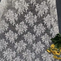 Tissu en coton doux et respirant avec broderie en dentelle, base en maille diamantée, motif floral transparent, léger pour robes de printemps et d'été