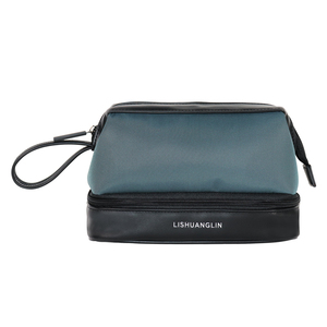 Sac de toilette de voyage de luxe en cuir PU double couche 5 #   Fermeture éclair imperméable, motif pierre, design tendance, grande capacité personnalisée - Product Image 5