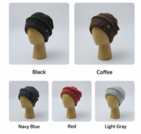 Bonnet en laine tricoté personnalisé avec logo, style slouchy, unisexe, chaud, à revers, en maille mélangée
