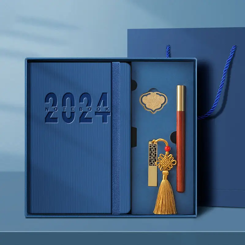 Cahier de journal 2024 bloc-notes apprentissage plan de gestion du temps calendrier épaissi carnet de notes personnalisable et ensemble cadeau stylo