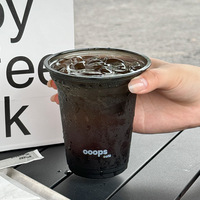 Gobelets en plastique PET de qualité supérieure 98 mm 400 ml Noir mat Transparent Épaissi Écologique Recyclable Logo personnalisé Plusieurs couvercles