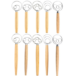 Dough <b>mixer</b> with oak handle, hand whisk, stainless steel flour <b>grinder</b>, baking dough <b>mixer</b>, wooden <b>mixer</b> - Product Image 5