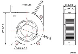 Ventilateur de refroidissement radial sans balais à double roulement à billes 12V 24V 100mm DC 100x100x33mm pour équipement médical - Product Image 6