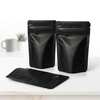 Sachet Doypack Mylar autoportant pour emballage alimentaire, sac PE pour gâteaux, avec fermeture éclair, en aluminium coloré noir mat