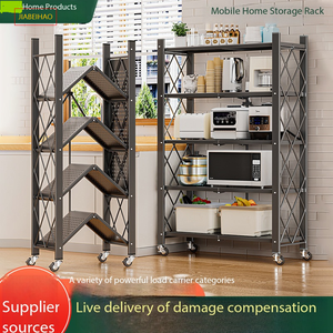 Scaffale portaoggetti pieghevole multistrato da terra, scaffale portaoggetti in metallo per <span class=keywords><strong>cucina</strong></span> <span class=keywords><strong>e</strong></span> studio domestico - Product Image 2