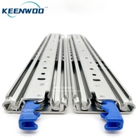 Glissière de tiroir de cuisine Keenwoo KW-7602 1500mm 227KG à extension complète, robuste, en acier laminé à froid, silencieuse, à 3 volets, avec verrou intégré