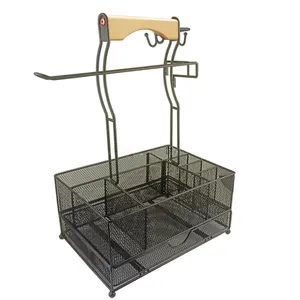 Tragbarer BBQ Caddy mit Schublade und Papier handtuch halter Grill Utensil Organizer Picknick Gewürz Caddy