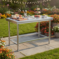 Table de travail et de rangement monocouche en acier inoxydable 304 201 antirouille pour balcon, jardin, sous-sol et garage