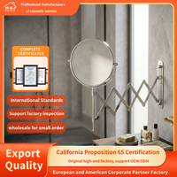 Miroir mural rond en métal chromé personnalisé, pliable, rétractable, double face, avec fonction grossissante pour la salle de bain
