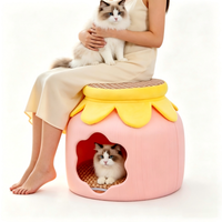 Lit pour chat de qualité supérieure en forme de pot à miel, tapis double face amovible, nid confortable pour chats d'intérieur, utilisation toute l'année