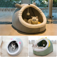 Nouveau Nid de Luxe Moderne pour Chat, Niche d'Hiver pour Chien, Motif Uni, Maison Chaleureuse Fermée pour Animaux, Lit Amovible et Lavable pour Petites Races, Idéal Salon