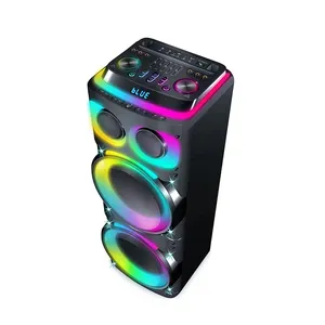 Pro luxury sound musicbox dual subwoofer da 10 pollici caixa de som trolley portatile dj party karaoke speaker set system con microfono