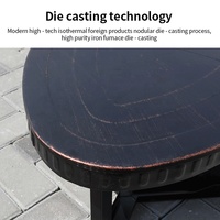 Table de jardin en fonte pour barbecue, dia, 100cm, hauteur 58cm, avec équipement de feu central et quatre chaises