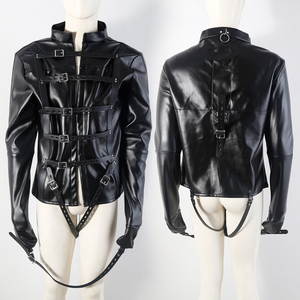 Bondage Body Harness Sex BDSM Bevestigingsjas Sex Bevestigingen Volwassen Zwarte Lederen Jas Sex Bevestigingen BDSM Jas - Product Image 1