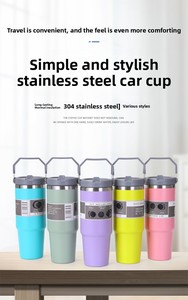 Özelleştirme 30oz 304 paslanmaz çelik vakum yalıtımlı araba fincan açık araç monte saman hediye fincan anti-sonbahar avrupa tarzı - Product Image 4