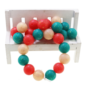 En stock: Cuentas de silicona redondas de 15mm con purpurina brillante para festividades, cuentas de silicona suaves para dentición, cuentas para bolígrafos DIY, para decoración navideña - Product Image 6