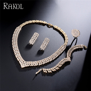 RAKOL SP288 boda novia protagonista Color plata trigo ancho CZ circón collar cuatro joyas conjunto - Product Image 2