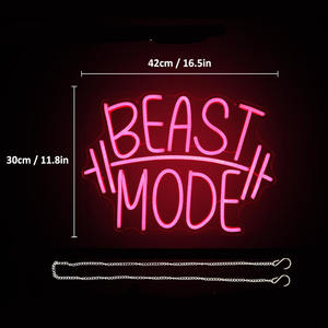 <span class=keywords><strong>Letrero</strong></span> Luminoso LED de Neón 'Beast Mode' en Rojo Rosa o Azul para Decoración de Pared, Hogar, Oficina, Gimnasio, Deportes, Fitness y Publicidad - Product Image 6