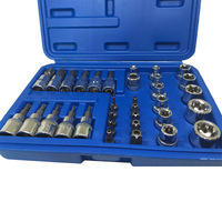 Jeu de douilles et embouts 34 pièces en acier au chrome-vanadium, douilles à pression, embouts étoiles, embouts Torx, embouts pour perceuse, outils pour percer des trous