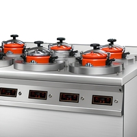 Cuisinière rotative automatique multifonctionnelle de luxe à six cuves en acier inoxydable, équipement professionnel à 6 brûleurs