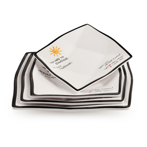 Assiette carrée en mélamine avec motif soleil, sans BPA, pour les fêtes et l'hôtellerie - Product Image 1