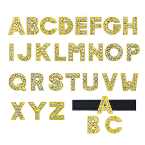 Luxe doré Bling chien et <span class=keywords><strong>chat</strong></span> collier alliage glisser <span class=keywords><strong>lettre</strong></span> breloques 10mm A-Z 26 lettres Style Simple motif Animal collier pour animaux de compagnie - Product Image 1