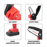 Gergaji listrik satu tangan 550W, gergaji listrik Mini satu tangan dengan 2 baterai 1500mAh untuk memotong pohon, cabang kayu