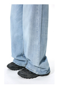 Pantalons en denim brut pour homme, coupe droite, design personnalisé, indigo, vente en gros, jeans vintage pour homme, style baggy - Product Image 3