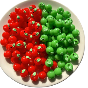 caoh Llavero de resina hecho a mano DIY, con diseño de fruta de la paz roja y vibrante, simulación de comida 3D verde, accesorios de joyería - Product Image 3
