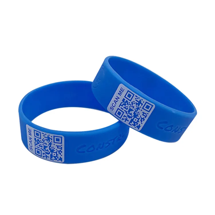 Promotional Fashion 25mm 20mm 1 inch QR Code Wristband Custom QR Code Silicone Bracelet