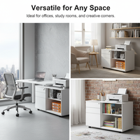 Armoire de classement mobile blanche moderne avec porte à tambour et 3 tiroirs à roulettes pour la maison, le bureau et l'école