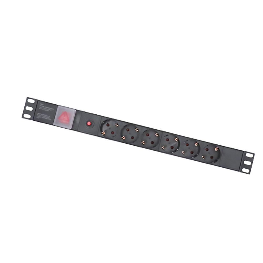 MT-6104 1U 19 "стойку 6 способ европейского стандарта с защитой от перегрузки Тип Шкаф для сетевого сервера 6 портов 19-дюймовую стойку евро PDU