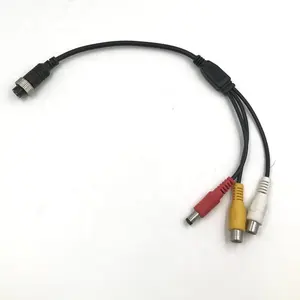 OEM ODM 4pin Aviation Cable To 2 RCA AV Cable Power 5521 Audio Video 12V Adaptor Cable For Dvr Wiring Harness Car Surveillance