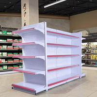 Nouvelle conception d'étagère de supermarché à prix avantageux, gondole double face en acier, système d'étagères d'hypermarché de Chine