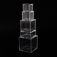 Boîte en plastique acrylique transparente carrée à couvercle rabattable pour bonbons, cadeaux, emballage de cils et conteneur de stockage alimentaire – Vente en gros