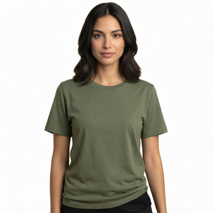 T-shirt pour femmes en coton 100% à col rond et manches courtes, coupe classique, tricoté, vêtements décontractés d'été, t-shirts pour femmes - Product Image 1