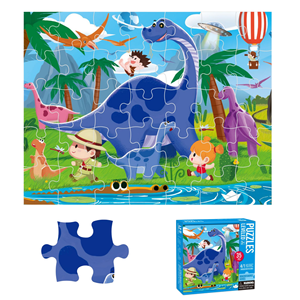 Puzzle d'aventure dinosaure de 35 pièces pour enfants, jouet éducatif avec impression couleur et coins ondulés, puzzle en carton - Product Image 1