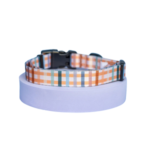 Collier pour chien vintage style vichy, durable, réglable, en mélange de poly-nylon, avec boucle verrouillable et anneau en D soudé - Product Image 1