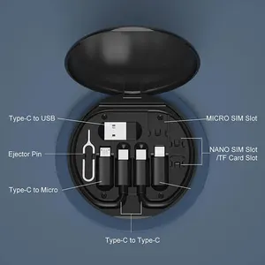 Usb Adapter Kit Multi Oplaadkabel Case Telefoonhouder Lade Eject Pin Datakabel Set Opbergdoos