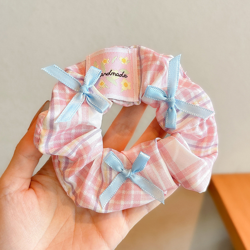 1 pink plaid bow -11cm
