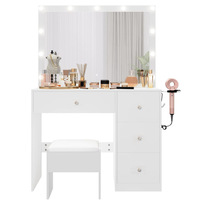 Table de maquillage moderne à LED avec rangement, style minimaliste, pour chambre à coucher, avec miroir éclairé, directement de l'usine