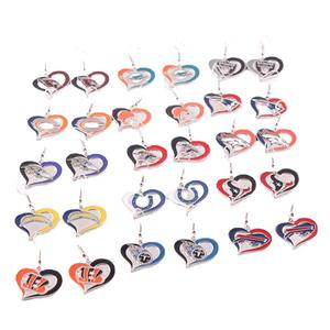 NFL Heart Oil Drop 32 Sports Teams Series Classic Anniversary Cowboys Steelers Pirates Seahawks Boucles d'oreilles unisexes en alliage de zinc - Product Image 2