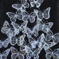 Estampage à chaud bricolage 3D papillon gâteau Topper PET coquille lumière autocollant pour l'obtention du diplôme et Diwali gâteau décoration fournitures